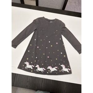 Jumping Beans Girls Softest Dress Size 8 Unicorn Star Long Sleeve Gray.     3847